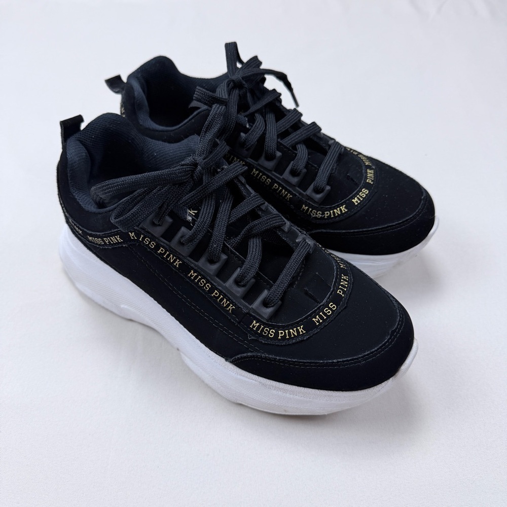 Miss Pink Black and White Women's platform Sneakers